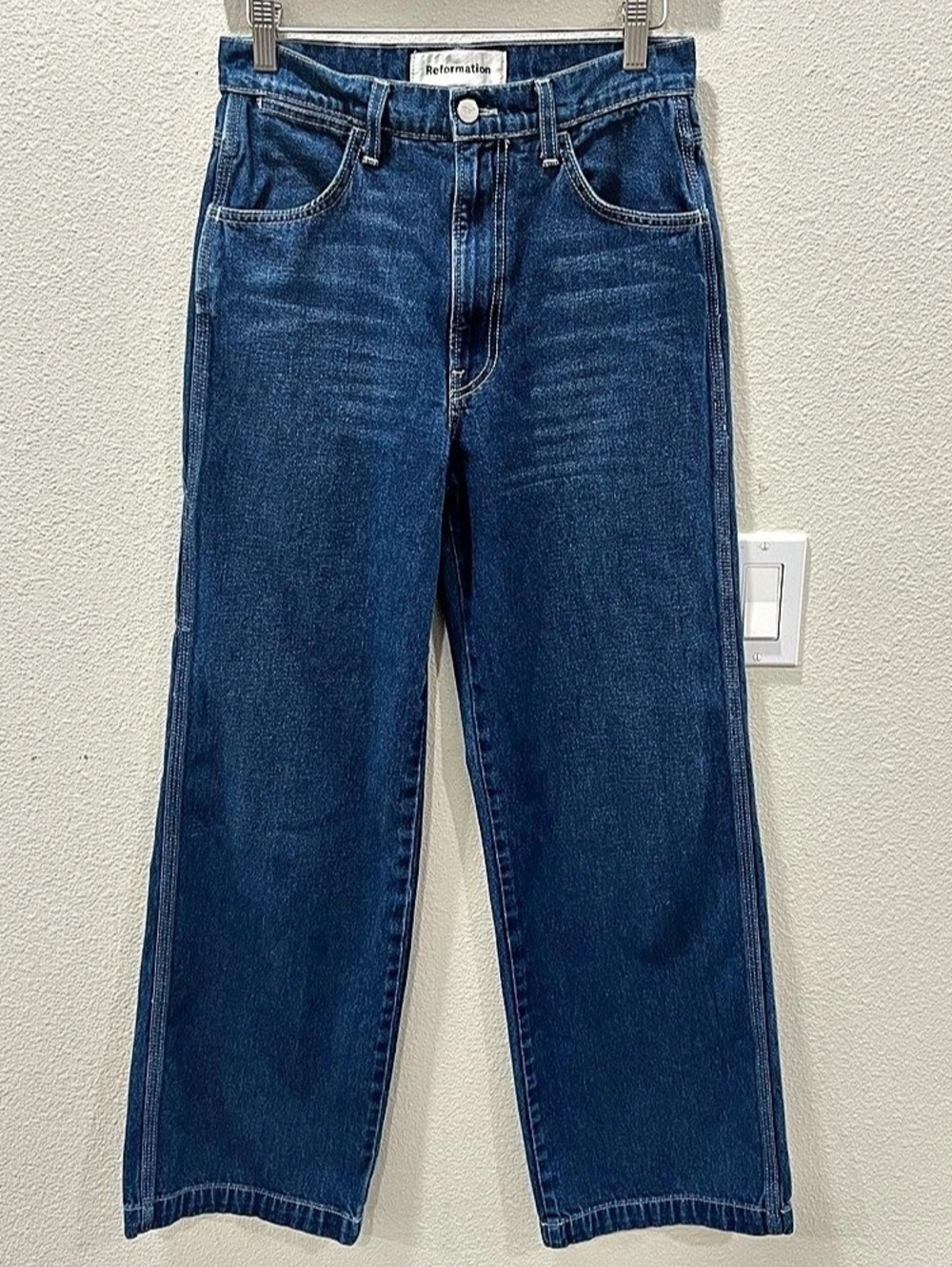 Reformation Max Jean Cargo Wide Leg Indio Blue Wash Every Day Chic Jeans Size 27